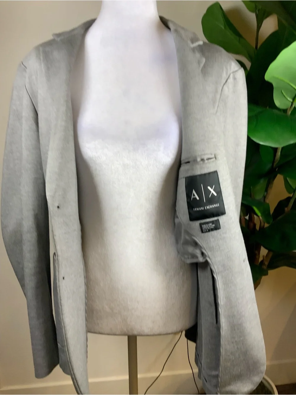 Armani Exchange Light Gray Single-Breasted Blazer